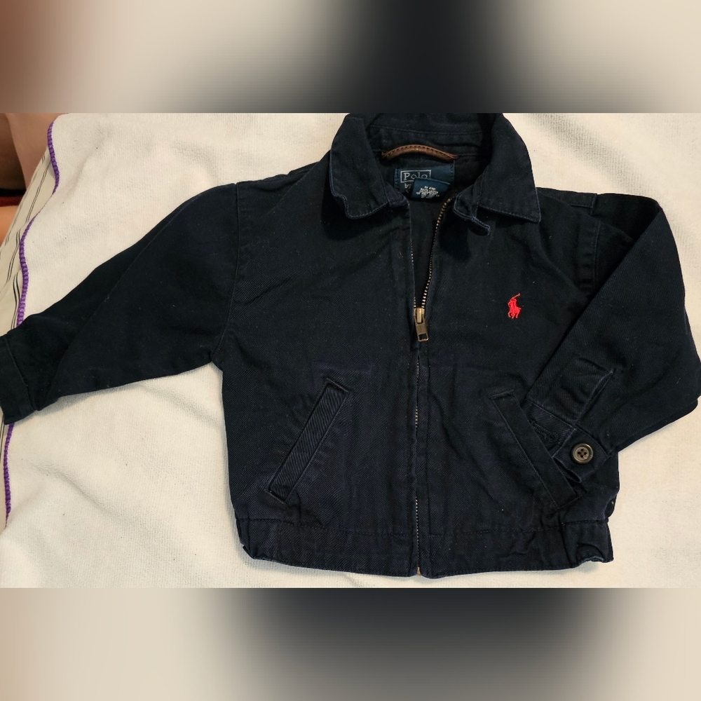 Polo Ralph Lauren Jacket Full-Zip Cotton Canvas Jacket Navy Infant Size 24 mo.